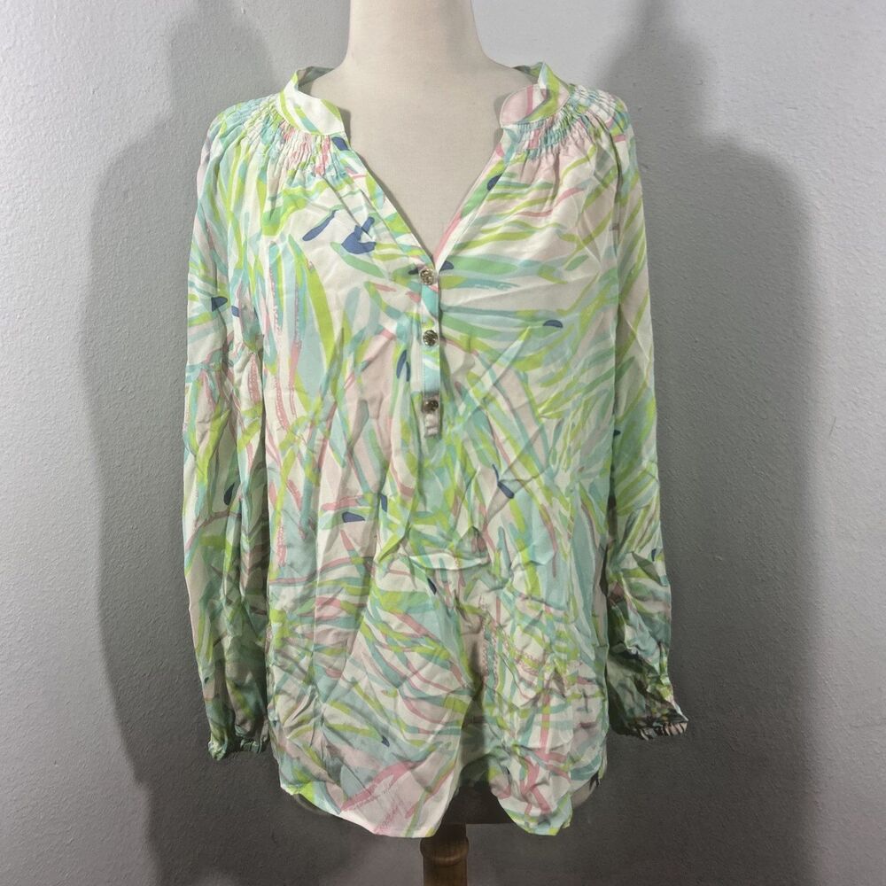 Lilly Pulitzer Top Womens M Silk Elsa Tunic Blouse